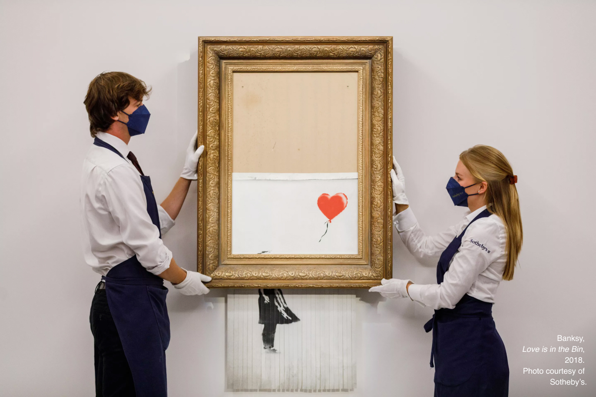 Banksy,  Love is in the Bin,  2018.  Photo courtesy of  Sotheby’s.